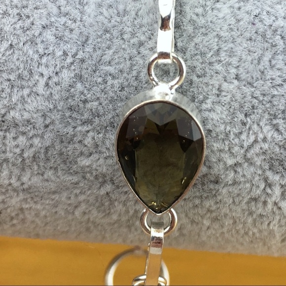 New Sim Smokey Quartz Crystal Silver Overlay Bracelet Toggles 7.5 , 8 - Picture 3 of 8